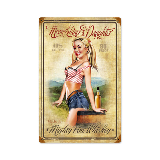 Moonshiners Daughter, Pinup Girls, Vintage Metal Sign, 12 X 18 Inches