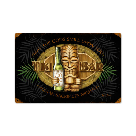 Tiki Bar, Bar and Alcohol, Vintage Metal Sign, 18 X 12 Inches