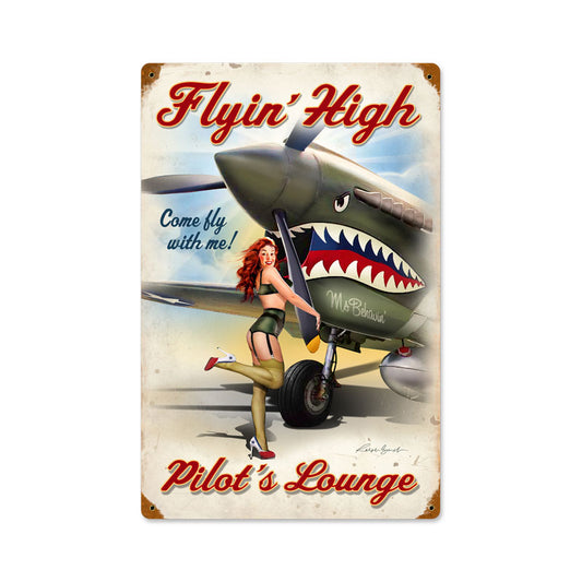 Flying High, Allied Military, Vintage Metal Sign, 12 X 8 Inches