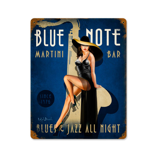 Blue Note Jazz Club, Pinup Girls, Vintage Metal Sign, 12 X 15 Inches