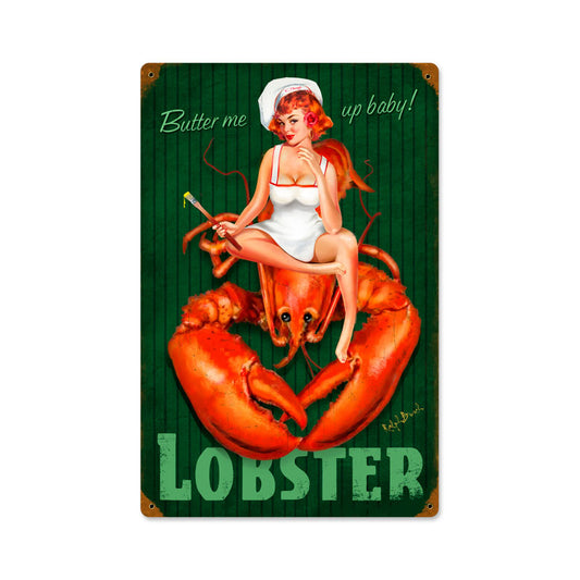 Butter Me Up, Pinup Girls, Vintage Metal Sign, 12 X 18 Inches
