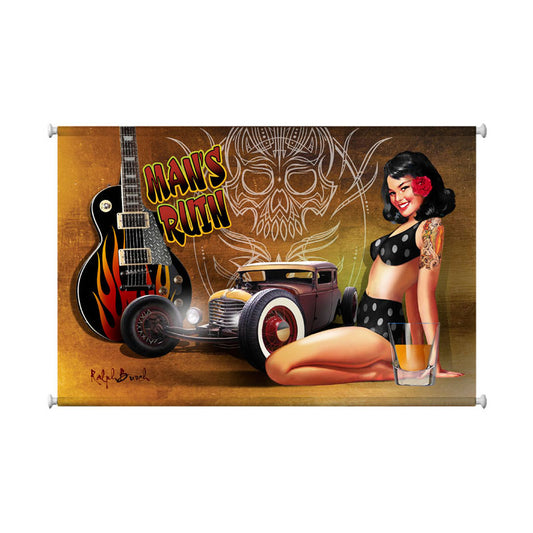 Mans Ruin, Pinup Girls, Canvas Print, 38 X 25 Inches