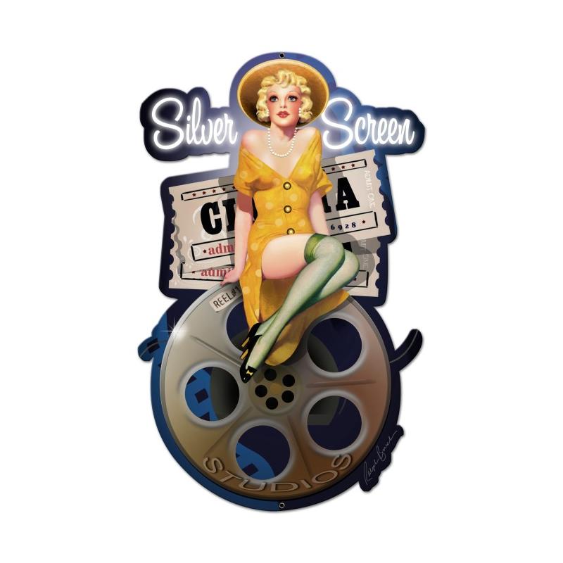 Silver Screen, Pinup Girls, Custom Metal Shape, 15 X 24 Inches