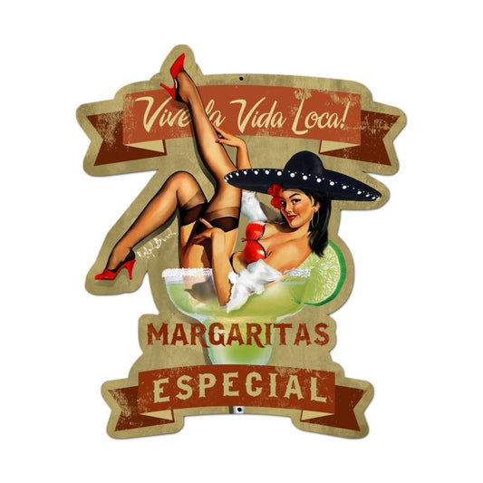 Margarita Especial, Pinup Girls, Custom Metal Shape, 20 X 24 Inches