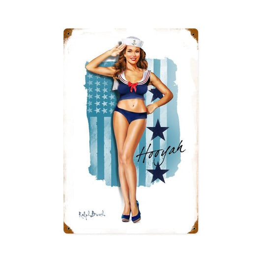 Navy Girl, Pinup Girls, Vintage Metal Sign, 12 X 18 Inches