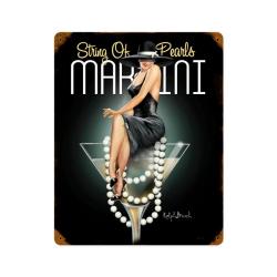 String Of Pearls, Pinup Girls, Vintage Metal Sign, 12 X 15 Inches