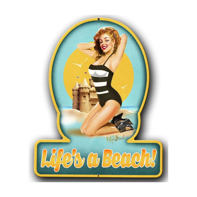 , Pinup Girls, Helmet Metal Sign, 13 X 16 Inches