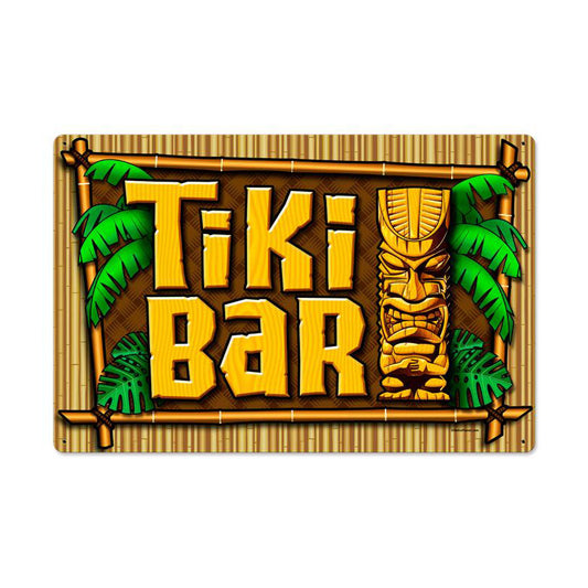 Tiki Bar, Food and Drink, Metal Sign, 24 X 16 Inches