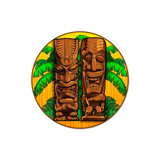 Tikis Round, Sports and Recreation, Round Metal Sign, 14 X 14 Inches