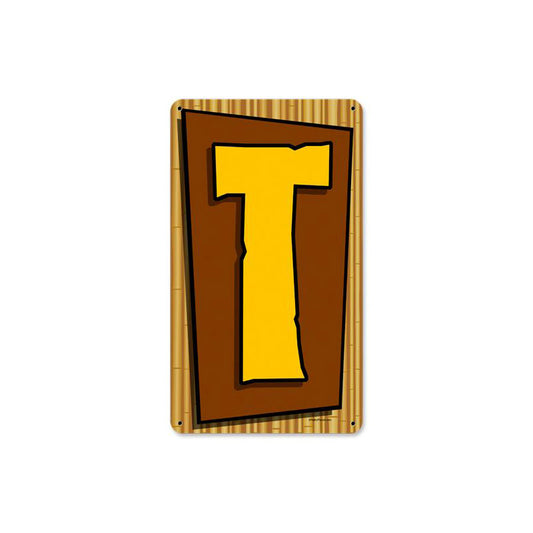 Tiki Letter T, Home and Garden, Metal Sign, 8 X 14 Inches