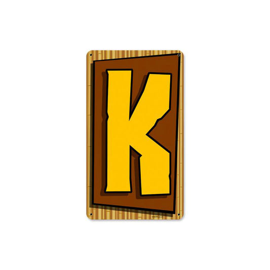 Tiki Letter K, Home and Garden, Metal Sign, 8 X 14 Inches