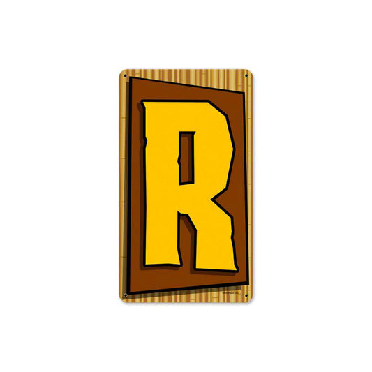 Tiki Letter R, Home and Garden, Metal Sign, 8 X 14 Inches