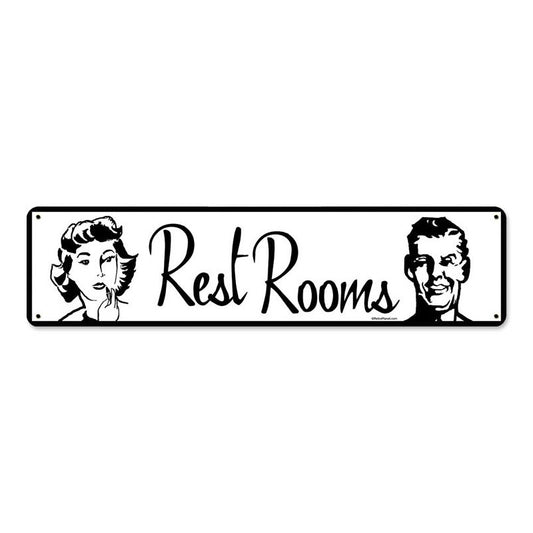 Restrooms, Metal Sign, Metal Sign, 5 X 20 Inches