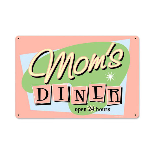 Moms Diner, Food and Drink, Metal Sign, 12 X 18 Inches