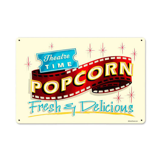 Popcorn Fresh, Food and Drink, Metal Sign, 18 X 12 Inches
