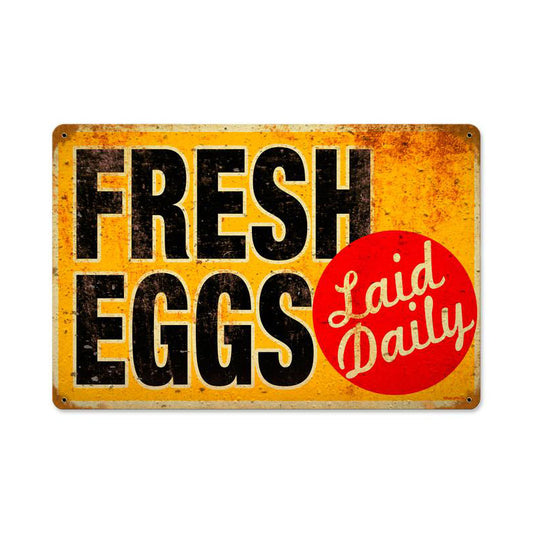 Eggs Laid Daily, Food and Drink, Vintage Metal Sign, 18 X 12 Inches