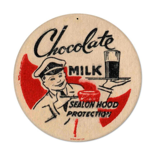 Chocolate Milk, Food and Drink, Round Metal Sign, 14 X 14 Inches