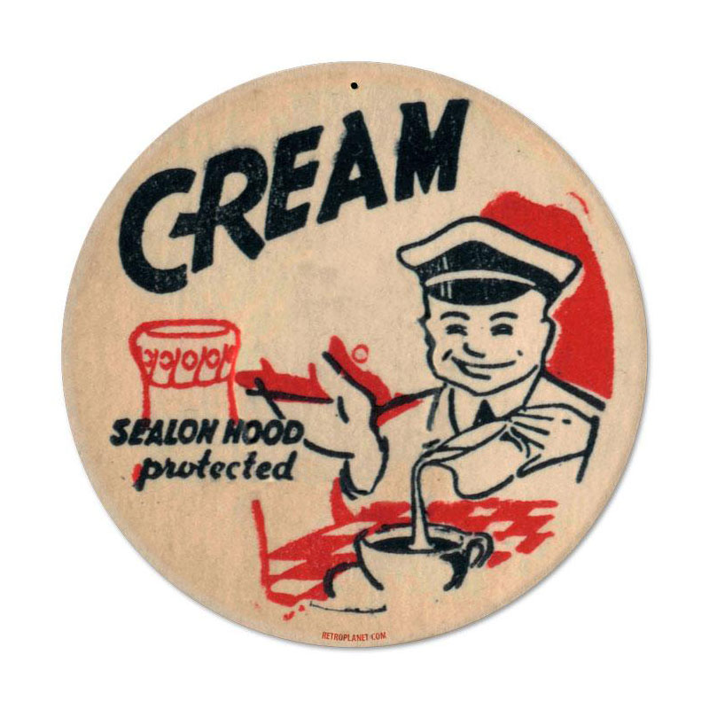 Cream, Food and Drink, Round Metal Sign, 14 X 14 Inches