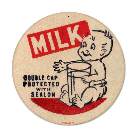 Baby Milk, Food and Drink, Round Metal Sign, 14 X 14 Inches