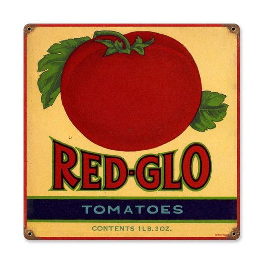 Red Glo Tomatoes, Food and Drink, Metal Sign, 12 X 12 Inches