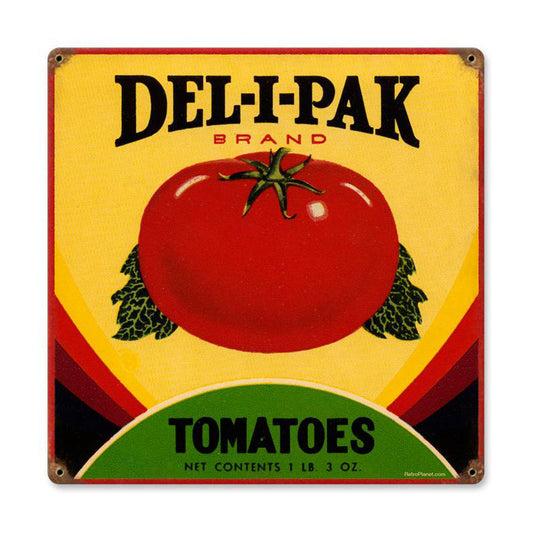 Deli Pak Tomatoes, Food and Drink, Metal Sign, 12 X 12 Inches