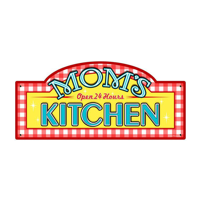 Mom's Kitchen, Home and Garden, Metal Street Sign, 17 X 7 Inches