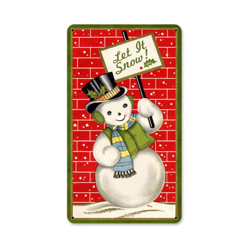 Snowman, Metal Sign, Metal Sign, 8 X 14 Inches