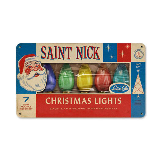 St Nick Lights, Metal Sign, Metal Sign, 8 X 14 Inches