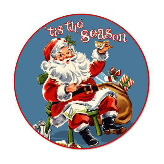 Tis The Season, Other, Round Metal Sign, 14 X 14 Inches
