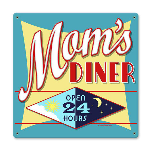 Mom's Diner, Food and Drink, Metal Sign, 12 X 12 Inches
