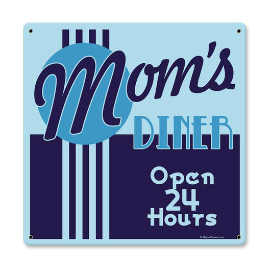 Mom's Diner, Food and Drink, Metal Sign, 12 X 12 Inches