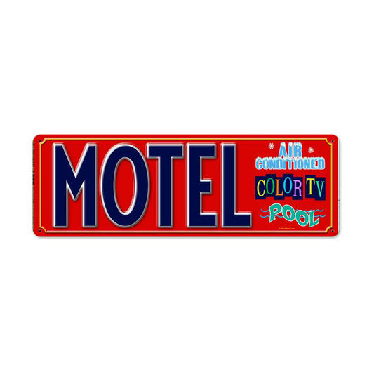Motel, Metal Sign, Metal Sign, 8 X 24 Inches