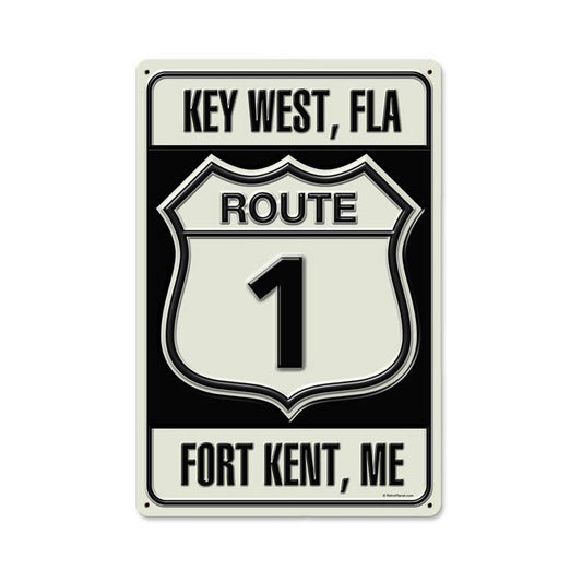 Route 1, Street Signs, Metal Sign, 18 X 12 Inches
