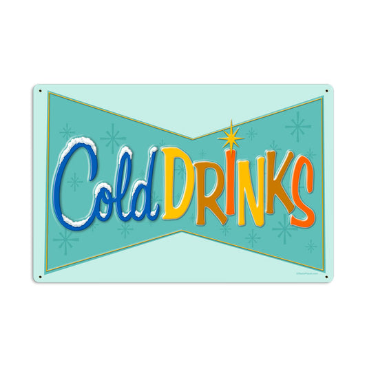 Cold Drinks, Food and Drink, Vintage Metal Sign, 24 X 16 Inches