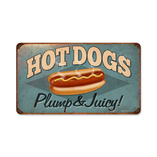 Hot Dogs, Food and Drink, Vintage Metal Sign, 14 X 8 Inches