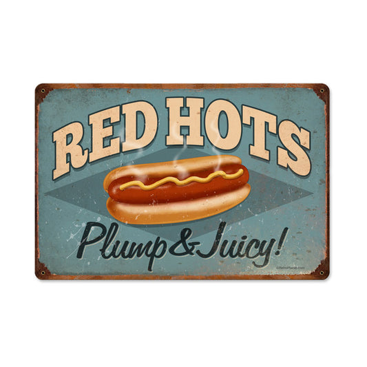 Red Hots, Food and Drink, Vintage Metal Sign, 18 X 12 Inches