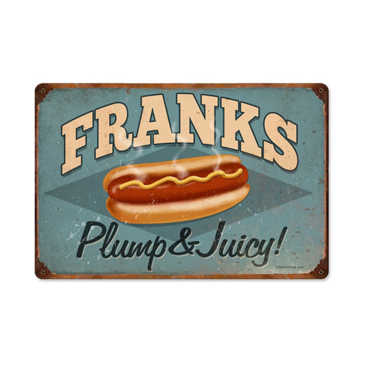 Franks, Food and Drink, Vintage Metal Sign, 18 X 12 Inches