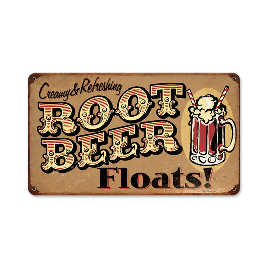 Root Beer Floats, Food and Drink, Vintage Metal Sign, 8 X 14 Inches