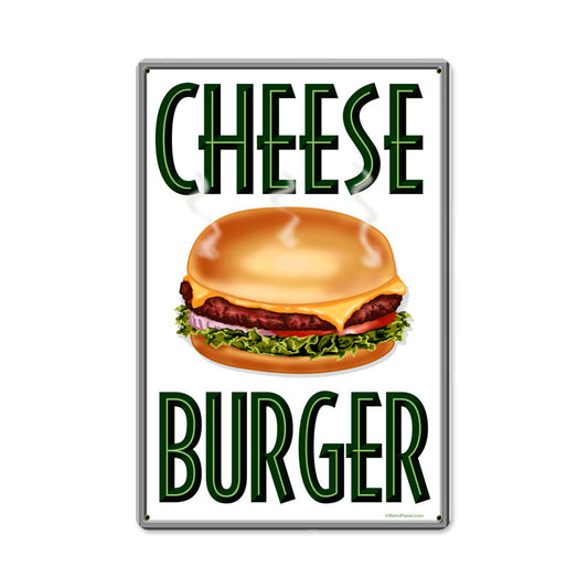 Cheese Burger, Food and Drink, Metal Sign, 12 X 18 Inches