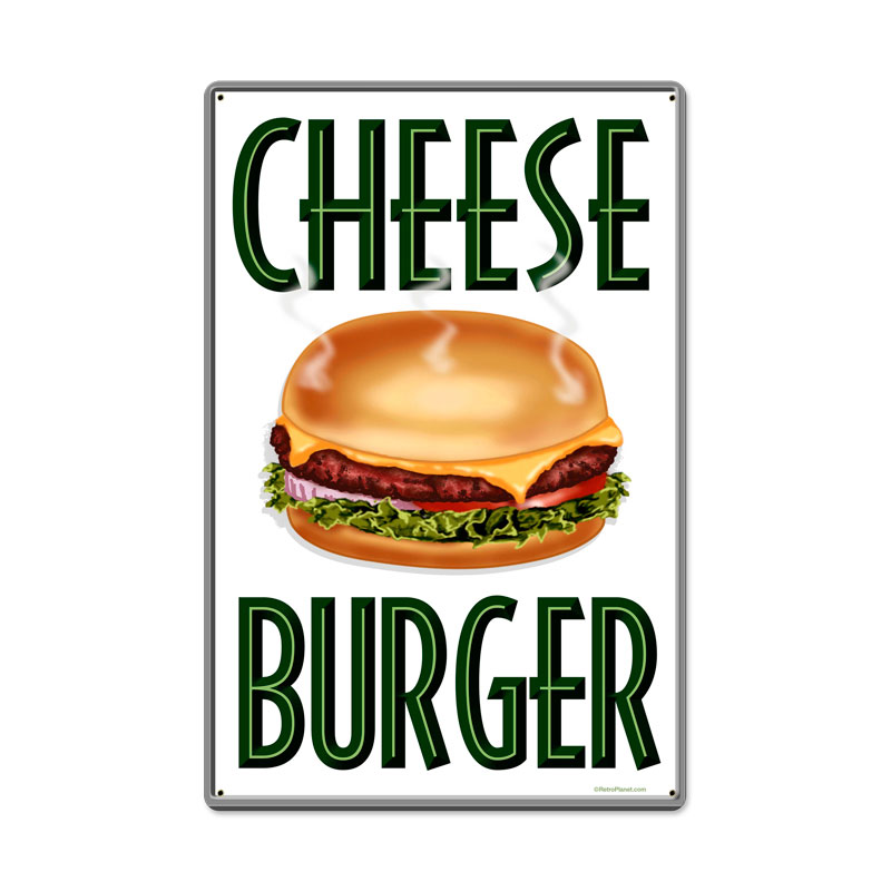 Cheese Burger, Food and Drink, Metal Sign, 16 X 24 Inches