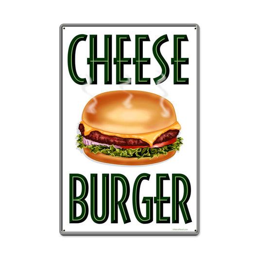 Cheese Burger, Food and Drink, Metal Sign, 16 X 24 Inches