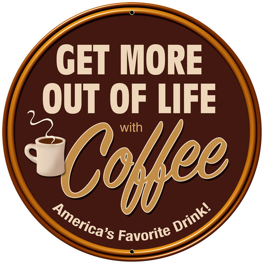 Coffee, Food and Drink, Round Metal Sign, 28 X 28 Inches
