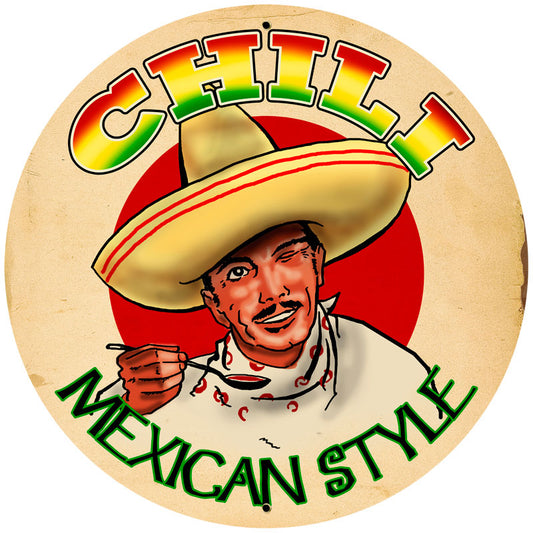 Chili, Food and Drink, Round Metal Sign, 28 X 28 Inches