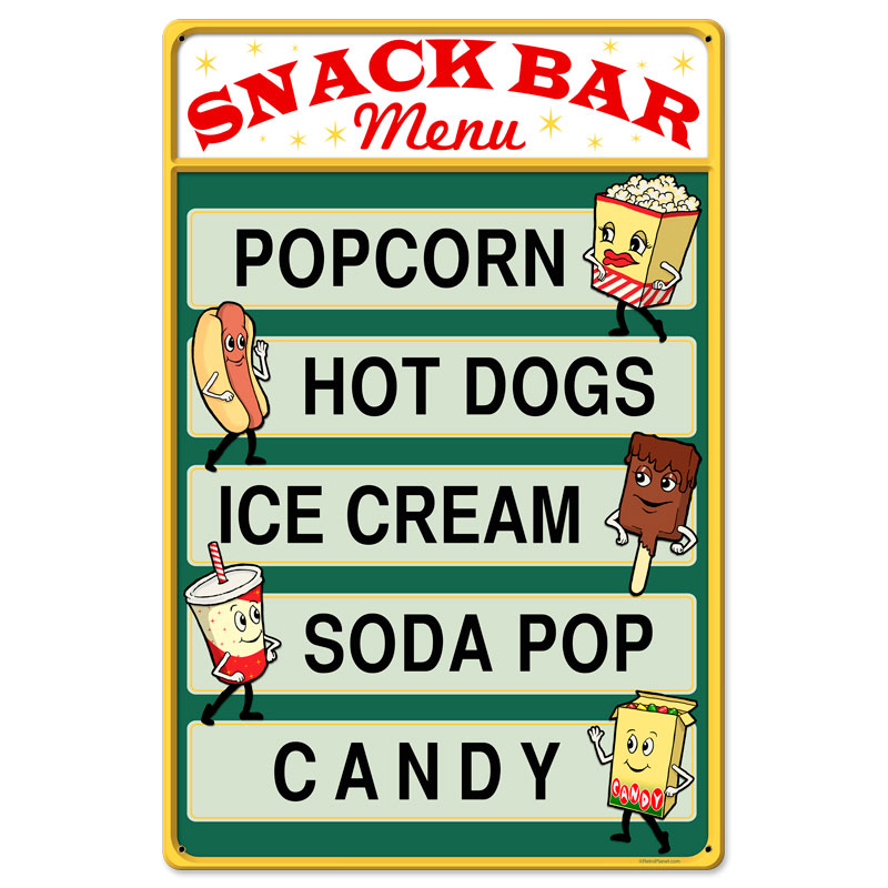 Snack Bar, Food and Drink, Metal Sign, 16 X 24 Inches