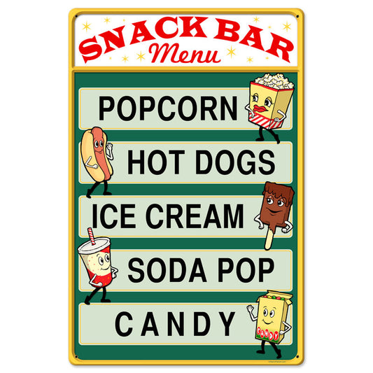Snack Bar, Food and Drink, Metal Sign, 16 X 24 Inches