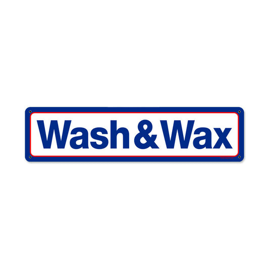 Mobil Wash and Wax, Automotive, Metal Sign, 20 X 5 Inches