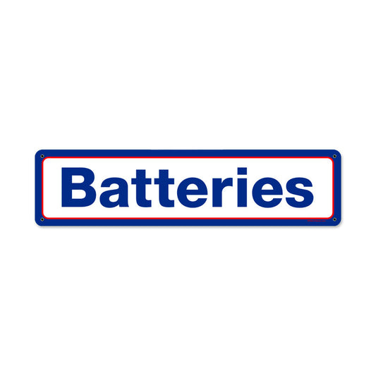Mobil Batteries, Automotive, Metal Sign, 20 X 5 Inches