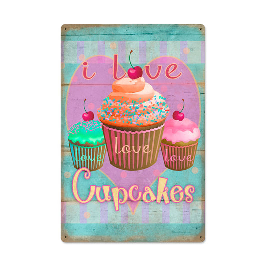 Cupcake Love, Food and Drink, Vintage Metal Sign, 16 X 24 Inches