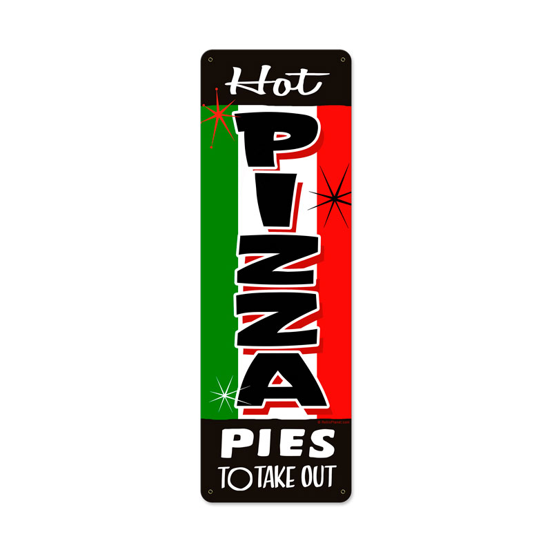 Pizza Takeout, Food and Drink, Metal Sign, 8 X 24 Inches