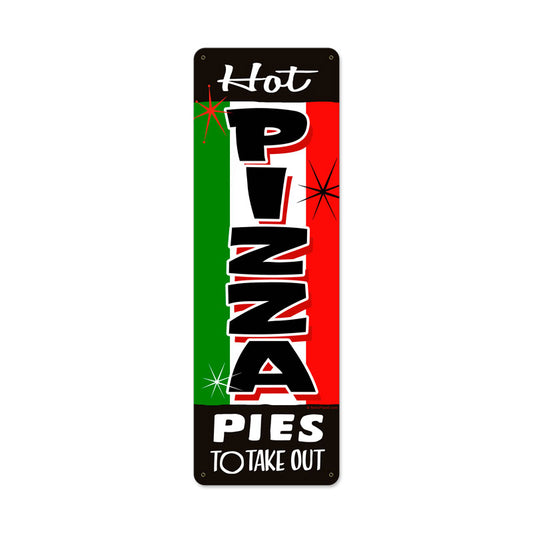 Pizza Takeout, Food and Drink, Metal Sign, 8 X 24 Inches